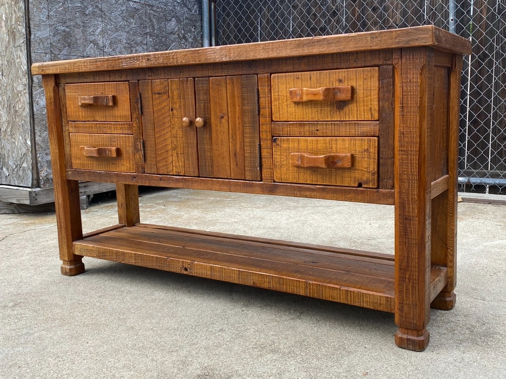 Antique Elm Buffet Cabinet