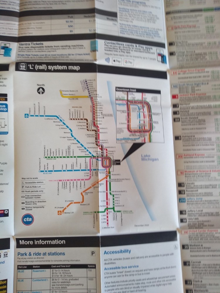 NEW 2016 ChicagoTransitAuthority CTA subwayMetra Train Pace Bus System Map Guide