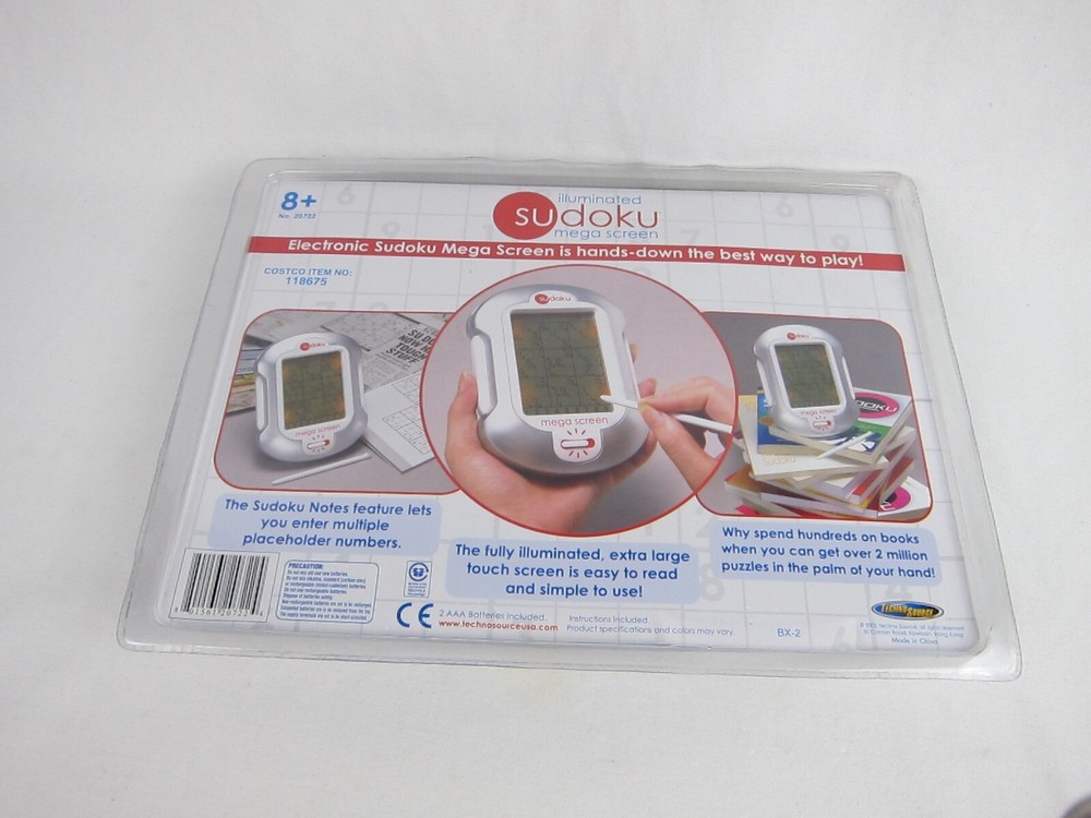 Illuminated Sudoku Mega Screen Handheld Electronic Game Techno Source 2005 NEW