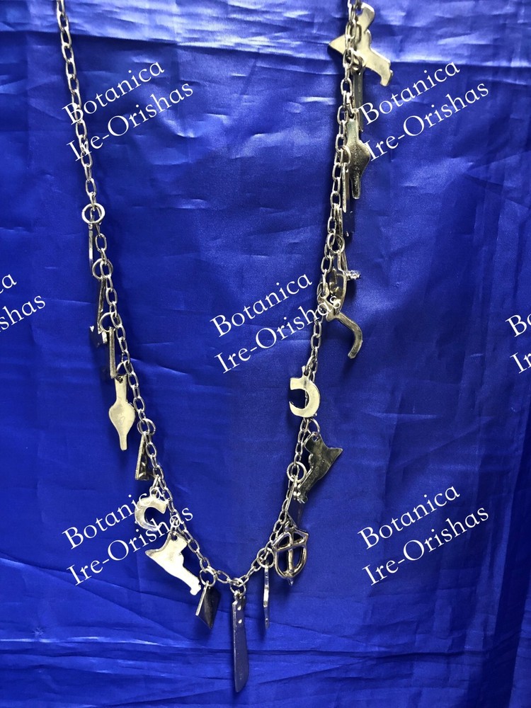 CADENA DE ACHABA PARA OGUN OGGUN SILVER COLOR RELIGION YORUBA