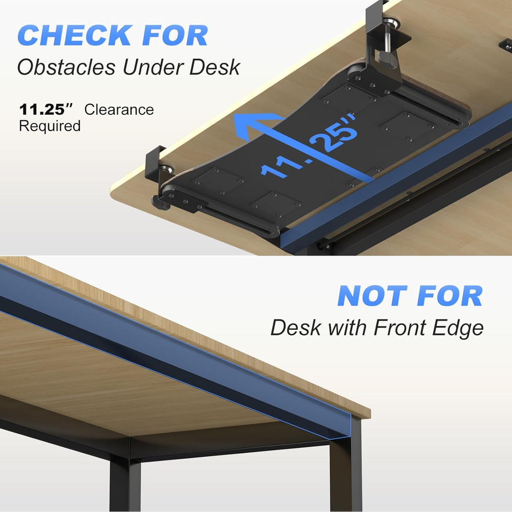 Keyboard Tray under Desk Pull Out with C Clamp Mount, Computer Keyboard & Mouse