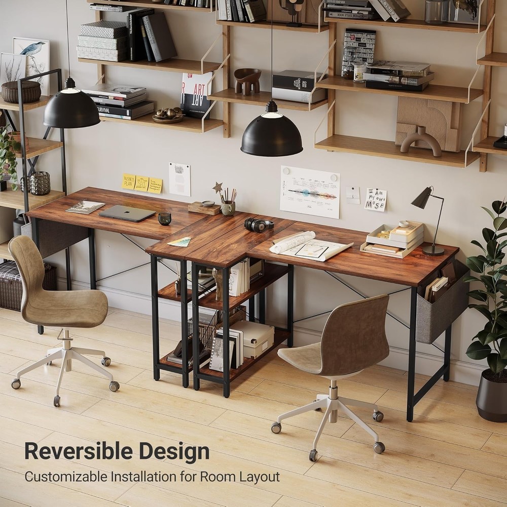 Space-Saving 55" L-Shaped Desk with Organized Storage for Efficient Offices
