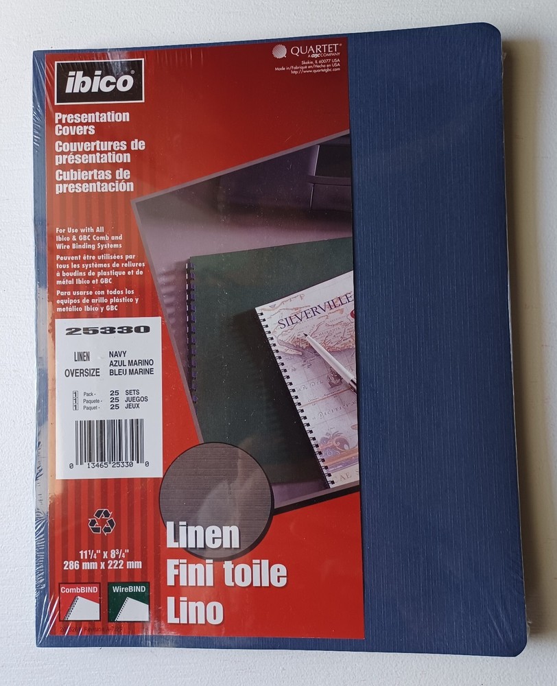 Ibico Presentation Covers Navy Linen 25PK