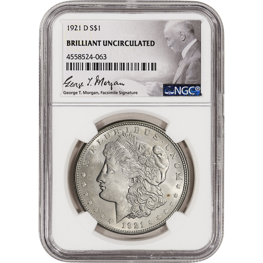 1921-D US Morgan Silver Dollar $1 - NGC Brilliant Uncirculated