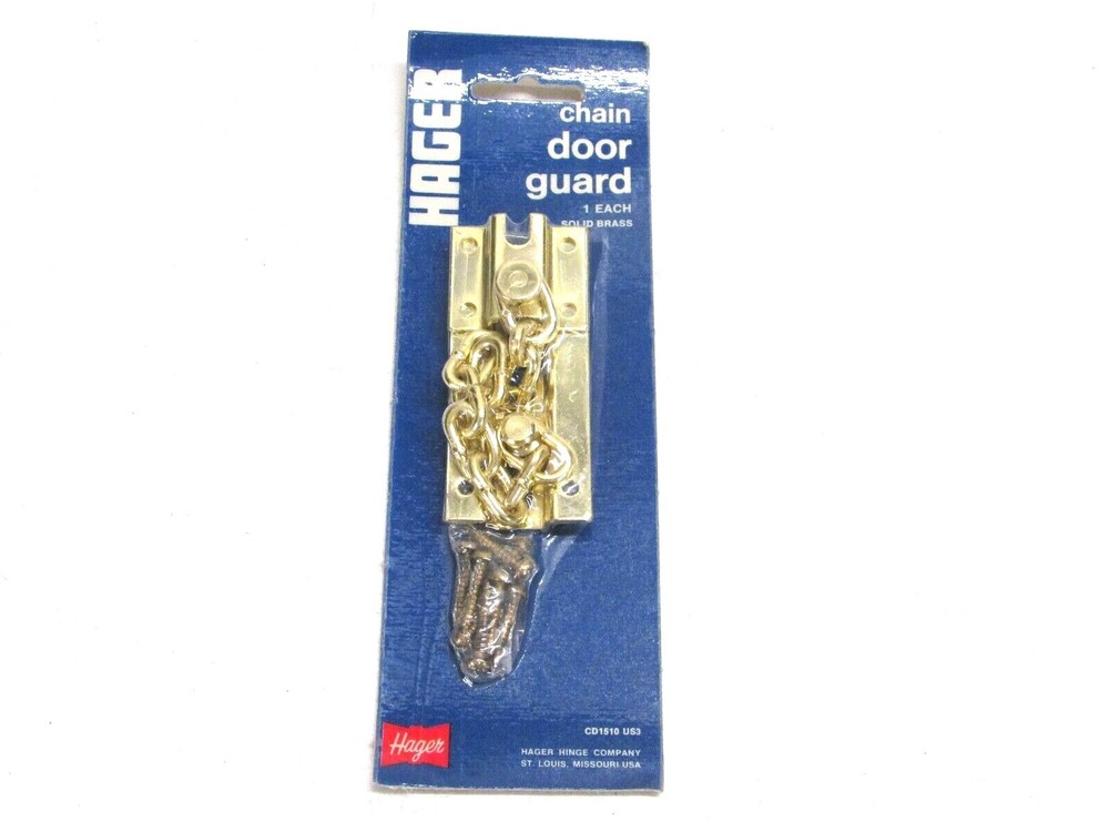 NOS! HAGER SOLID BRASS CHAIN DOOR GUARD, CD1510 US3