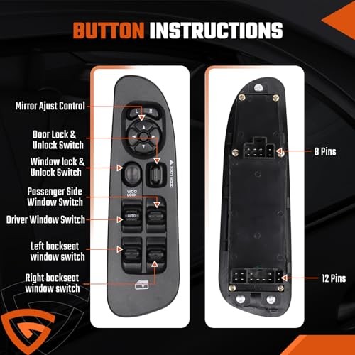 Driver Side Power Master Window Switch with Black Panel Bezel Fit 56049805AB