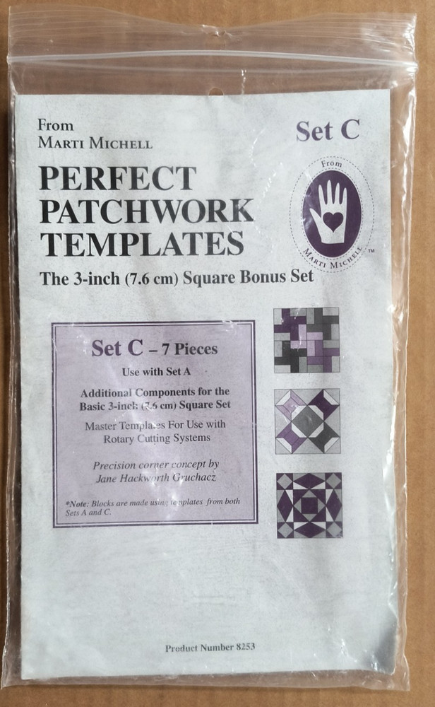 Marti Mitchell Perfect Patchwork Templates Set C 7 Pieces 3-Inch Square Bonus