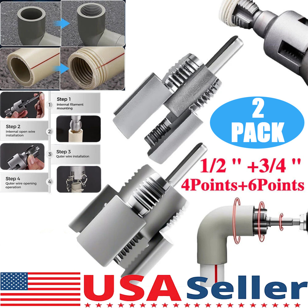 2Pack Integrated Internal & External Pipe Threading-Tool, PVC Pipe Threader Kit