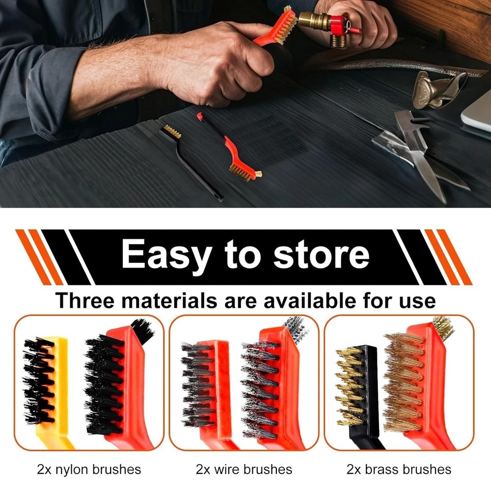 Wire Brush Set 6 Pcs Professional Wire Brushes for Cleaning Rust