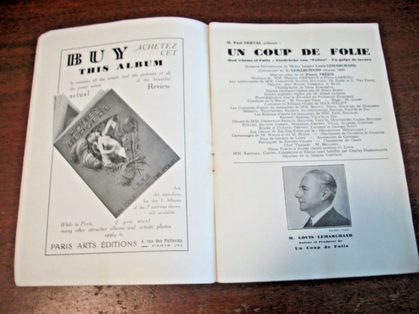1930 FOLIES BERGERE Music Hall Playbill Booklet