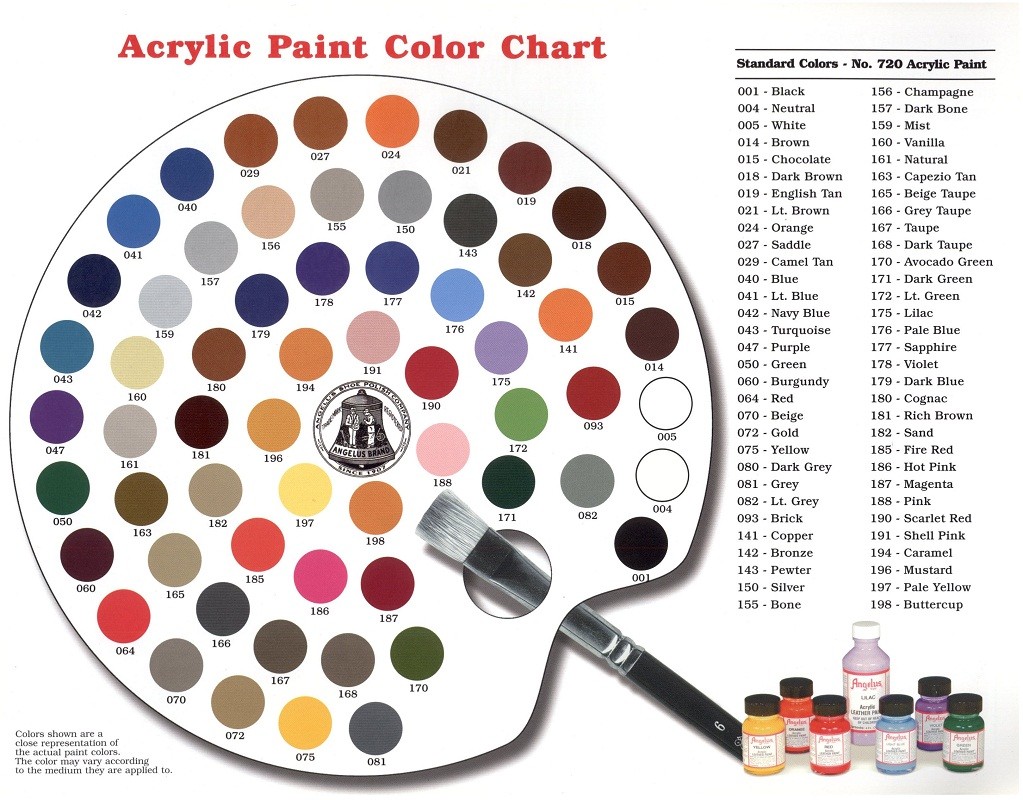 Angelus Brand Acrylic Leather Paint Waterproof all colors - 1 fl.oz