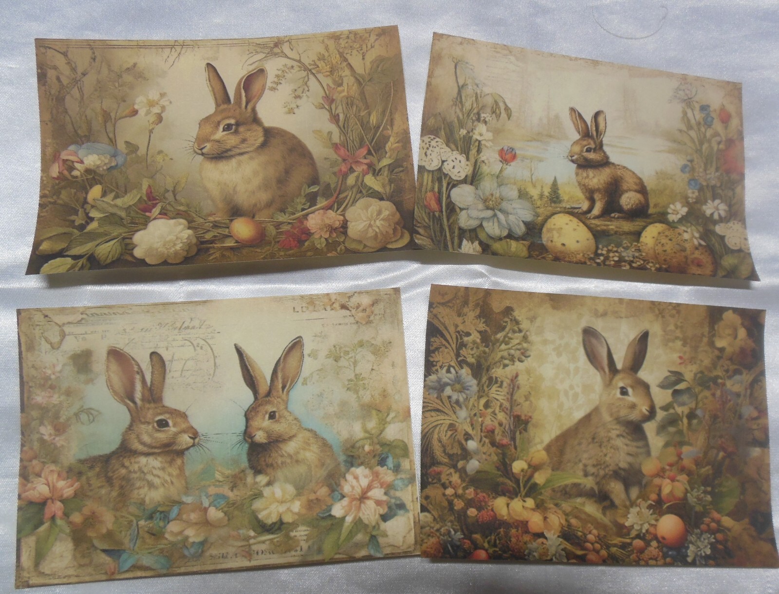 Set of 16 LARGE Victorian/Vintage Easter Bunny with eggs-junk journal-scrapbook