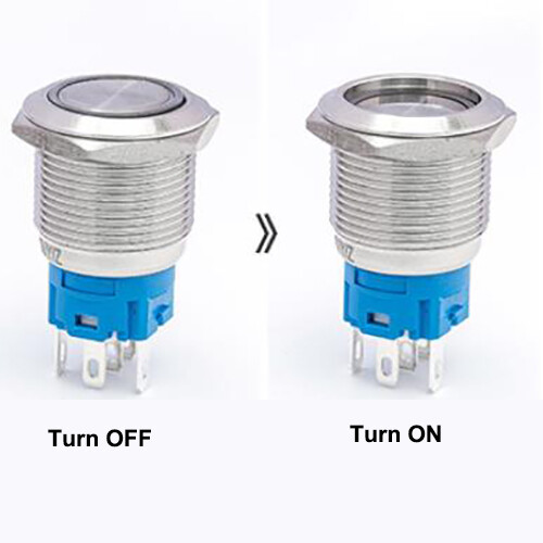 19mm 12V LED ON OFF Push Button Power Switch Latching with Wire Socket Harness