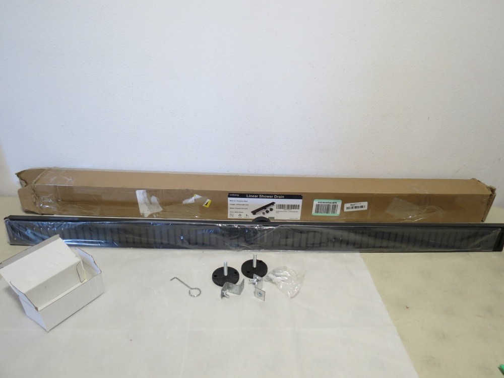 WEBANG 48" Shower Linear Matte Black Drain Rectangular Floor Drain