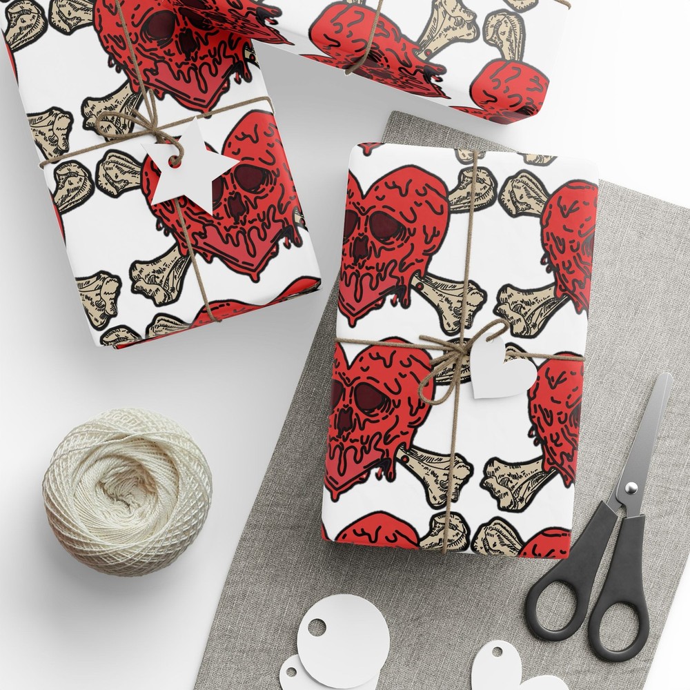 Red Skull and Crossbones Pattern Wrapping Paper | Pirate Holiday