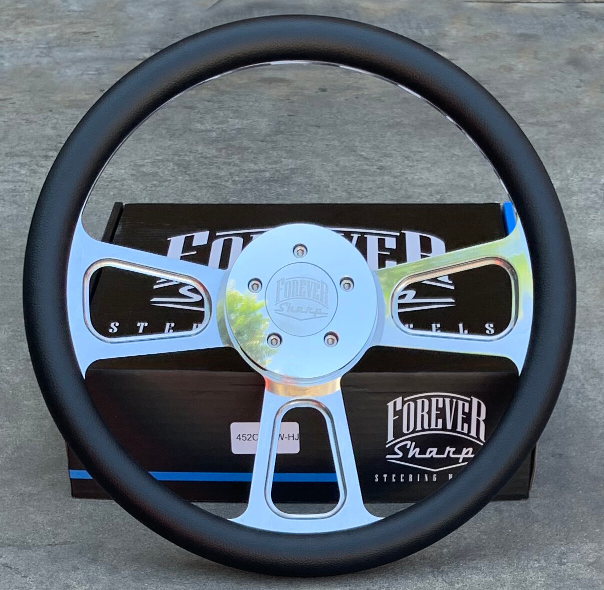 16 Inch billet Semi Truck Steering Wheel with Black Vinyl Grip - 5 Hole