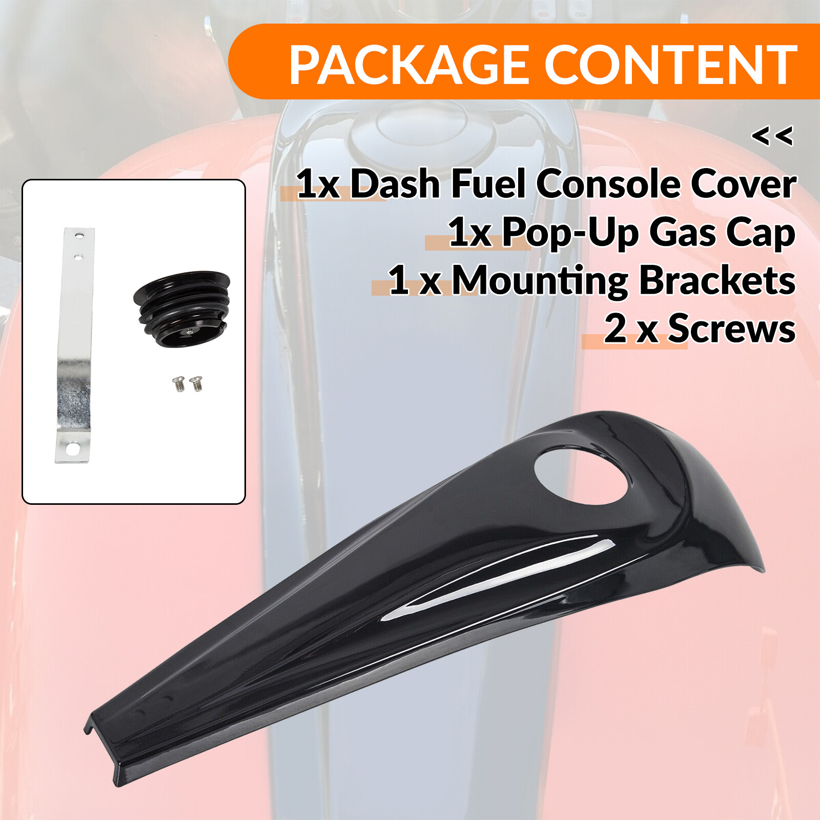 For Harley Street Glide 08-23 Glossy Black Dash Fuel Console Gas Tank Cap Cover