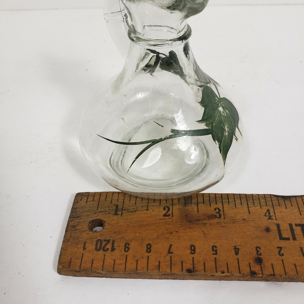 Beautiful Pitcher Style VTG Glass Deco Floral Design Clear