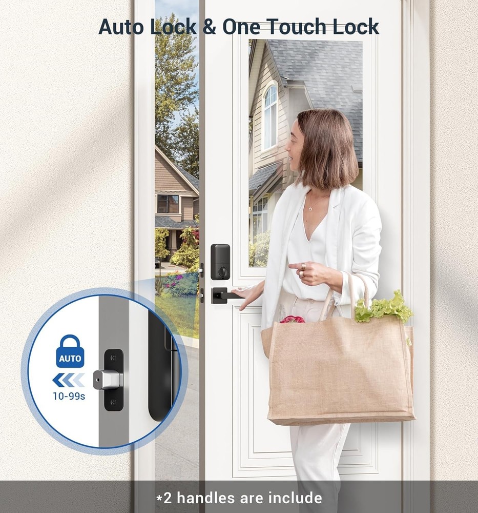 Fingerprint Door Lock Set, Keyless Entry Door Lock, Front Handle Set, Electro...