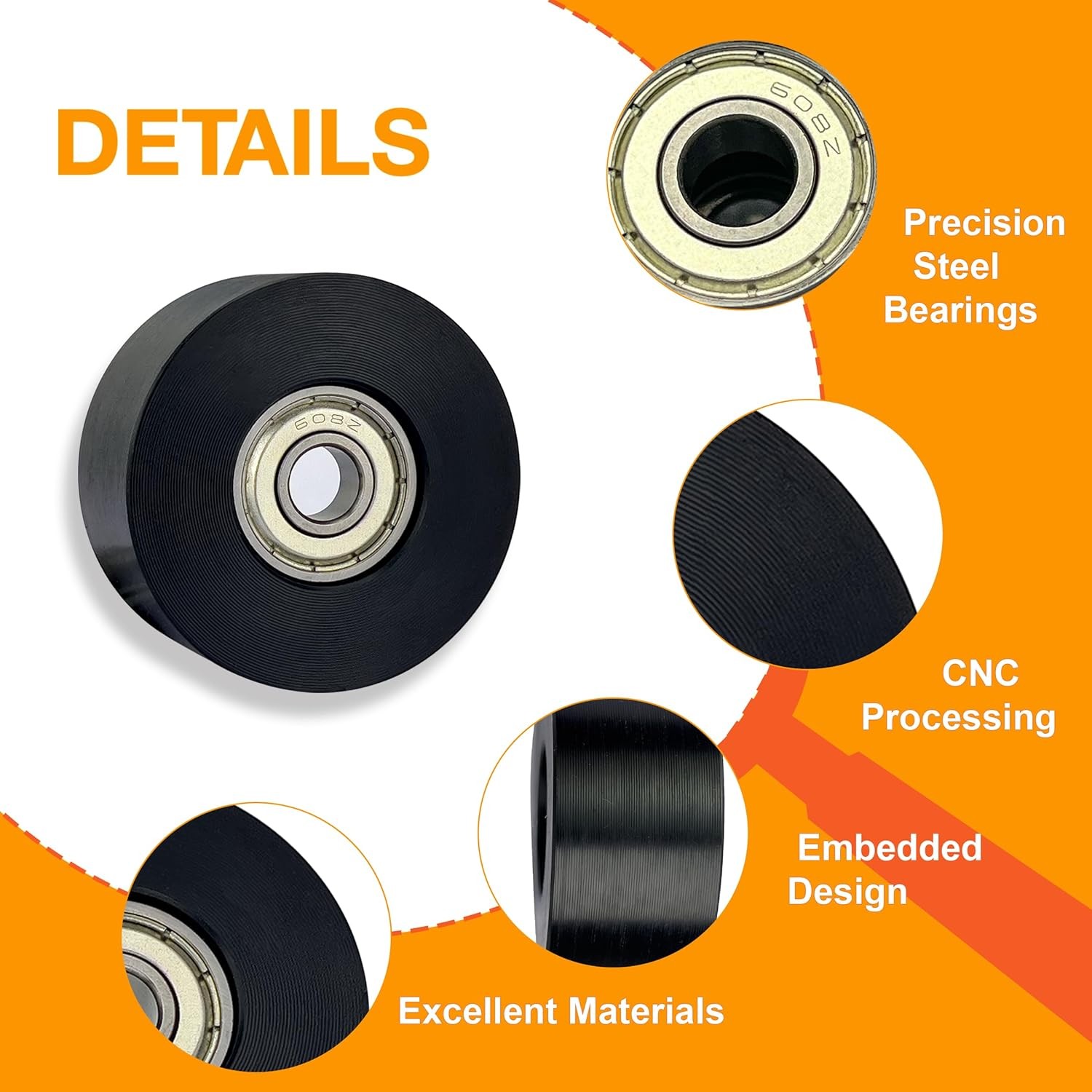 Upgraded Machined Wheels/Rollers Compatible with Rowing Machine,Water Rower Seat