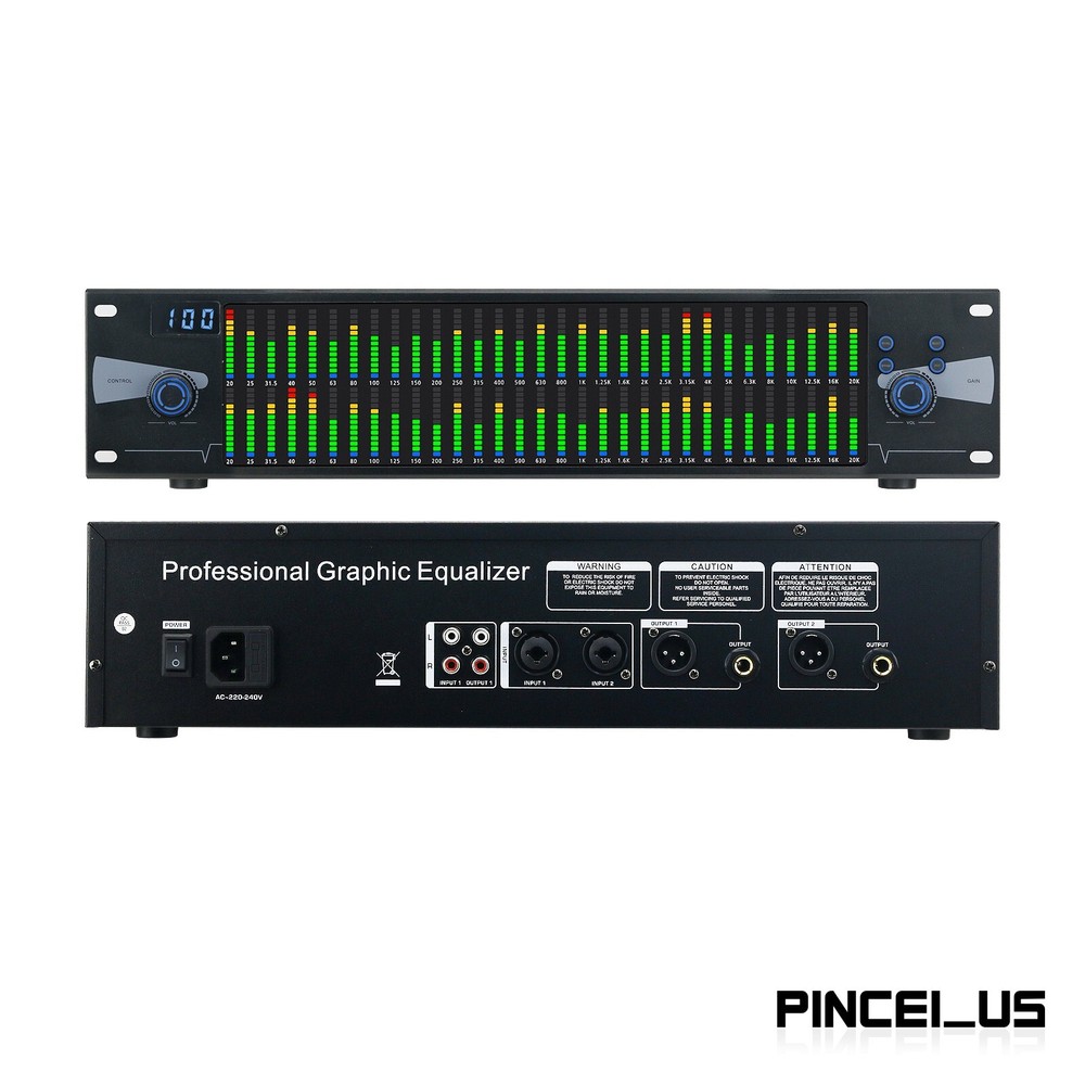 Professional Graphic Equalizer Digital Equalizer Dual 31-Band Spectrum Display//