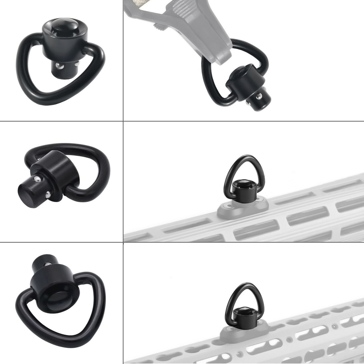 2 PCS D-Loop Quick Detach Set 1" Heavy Duty QD Sling Swivels with Push Button