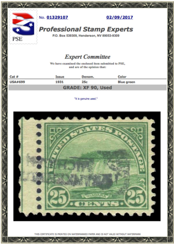 #699 Used PSE Graded 90, PSE Cert # 01329107