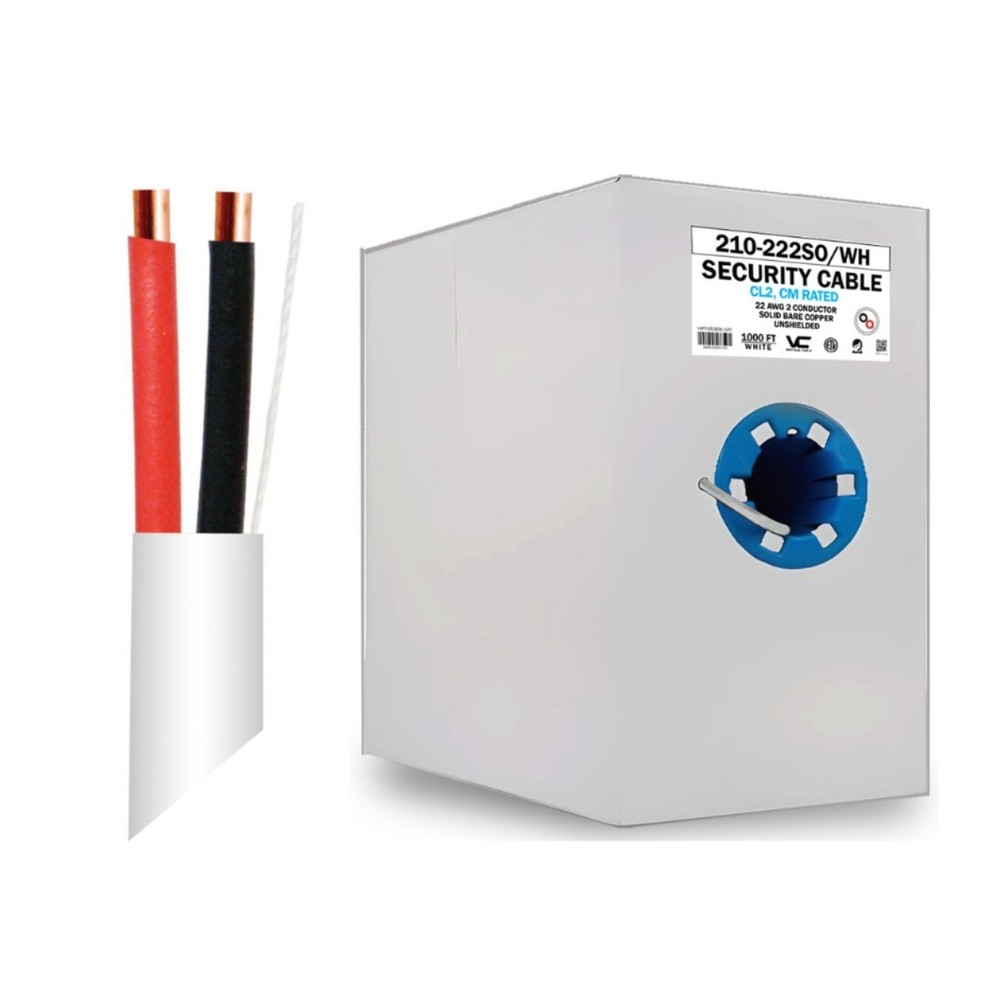 Vertical Cable 210-222SO/WH Alarm-Security Cable 22AWG 1000ft Pull Box White