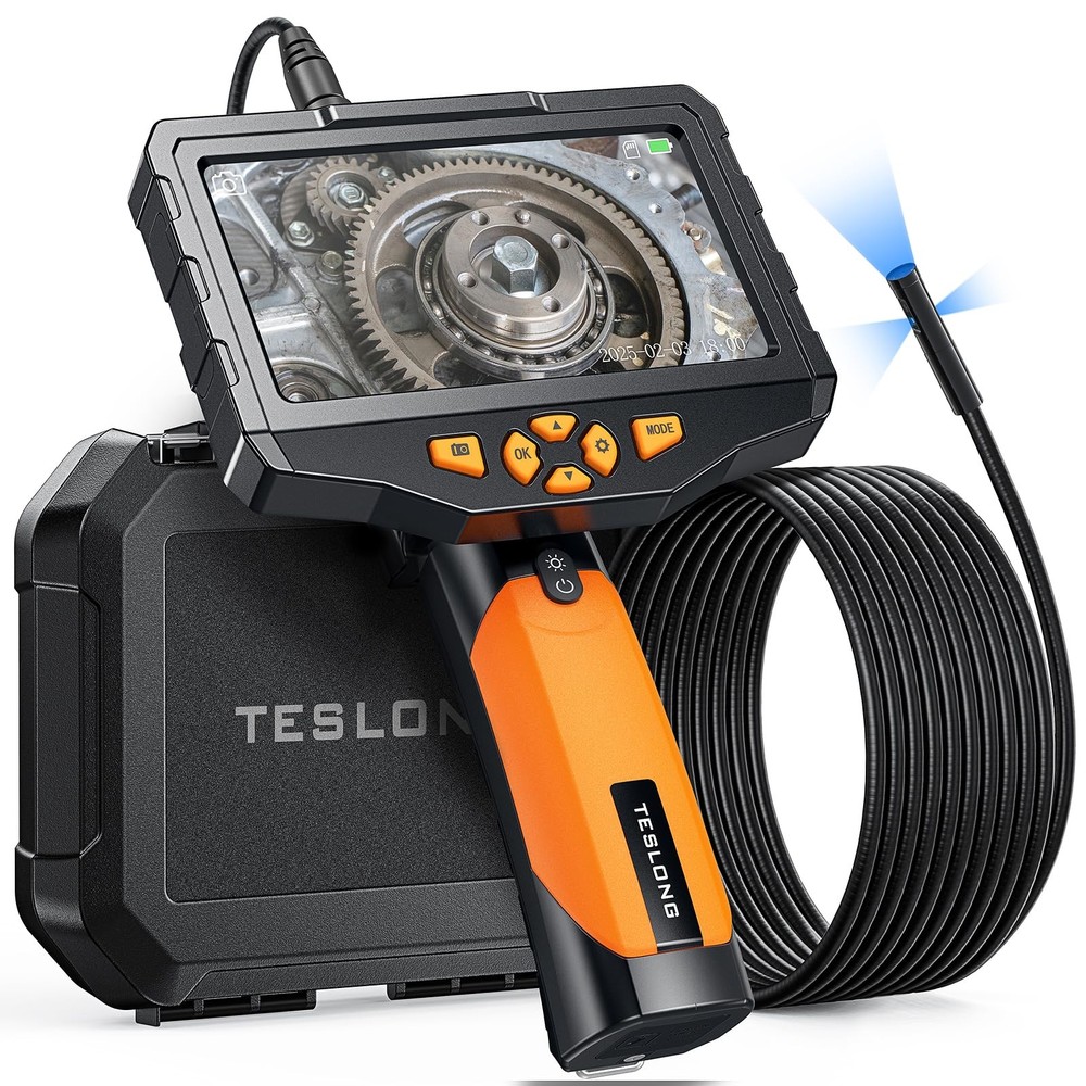 Triple Lens Borescope Inspection Camera, Professional Endoscope with Light, D...