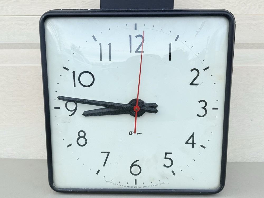 Vintage Simplex Industrial Hanging Ceiling Clock Square Double Sided