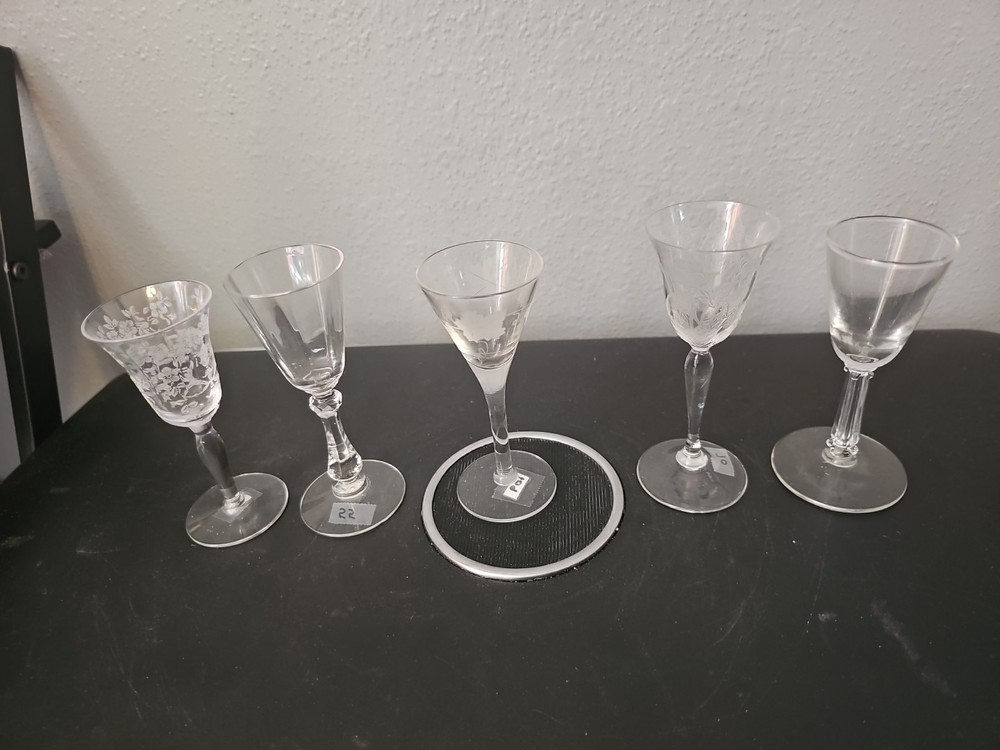 Set of 5 Different Cordial Glasses
