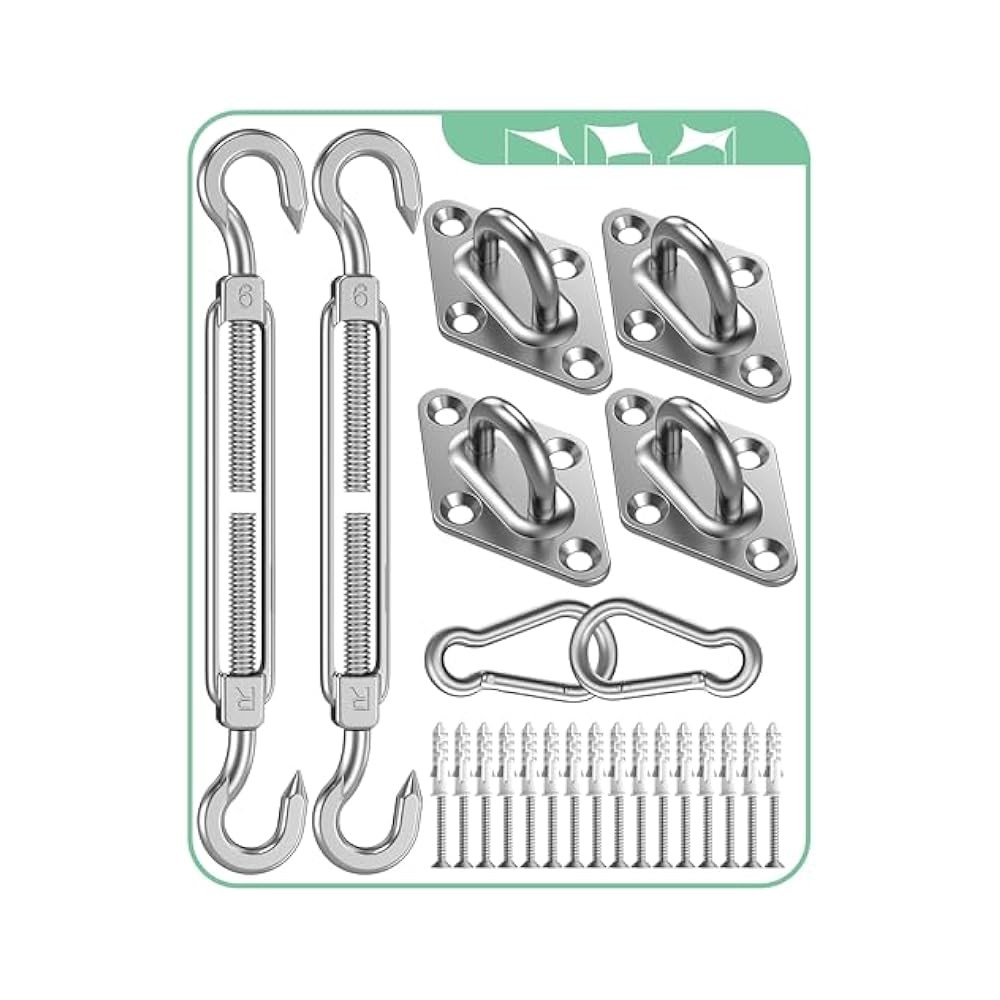 Outdoor Canopy Shade Kit, Includes Turnbuckles, Hooks & Mounting Hardware