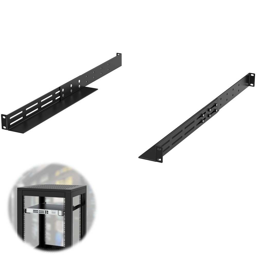 1U Universal Rack Mount Rails 4-Post Server Rack Shelf Rail 16"-30" Adjustabl...