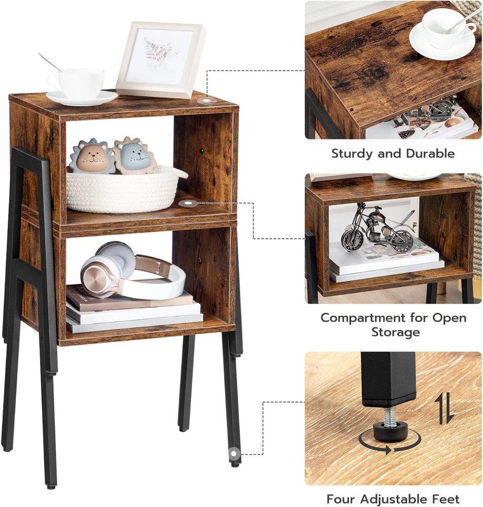 Nightstands Set of 2, Stackable End Table, Side Table, Bedside Tables with Open