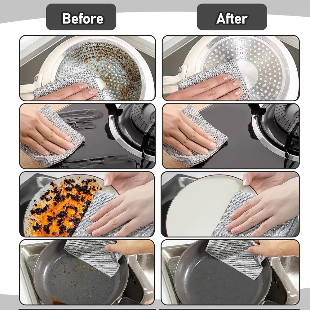 10 Pcs Non-Scratch Wire Dishwashing Rags - Elegant & Practical Kitchen Solution