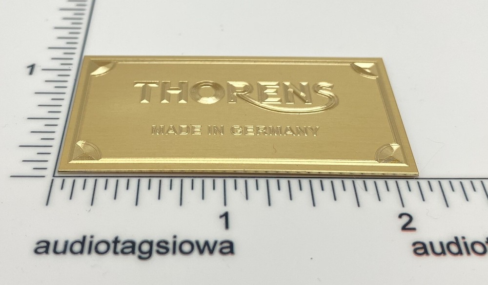 Thorens Made in Germany Turntable Name Plate Custom Engraved Solid Brass