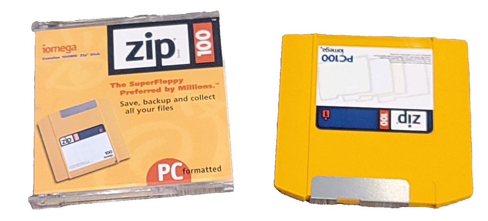 Iomega Zip Disk PC100 IBM Single Diskette 100MB Storage Capacity w Original Case