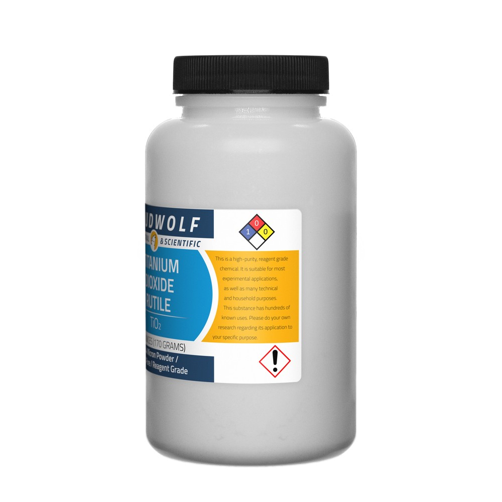 Titanium Dioxide Rutile, 12oz, Reagent Grade, Sturdy Bottles, SHIPS SAME DAY