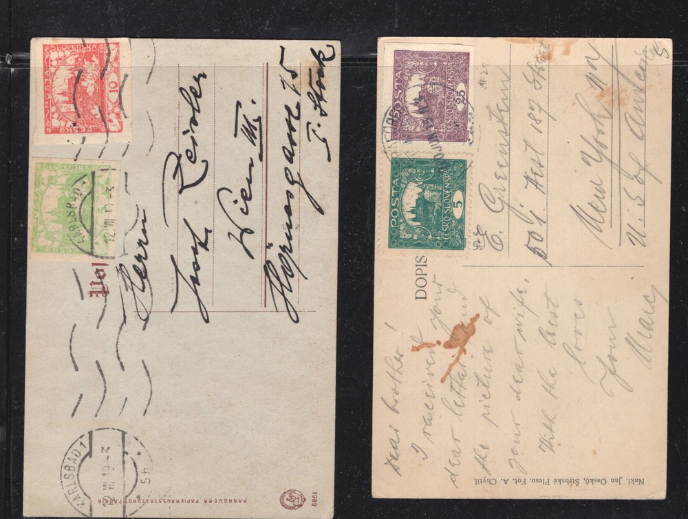 Czechoslovakia    2  post  cards