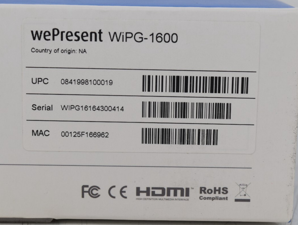 WePresent WiPG-1600 Wireless Interactive Presentation Gateway