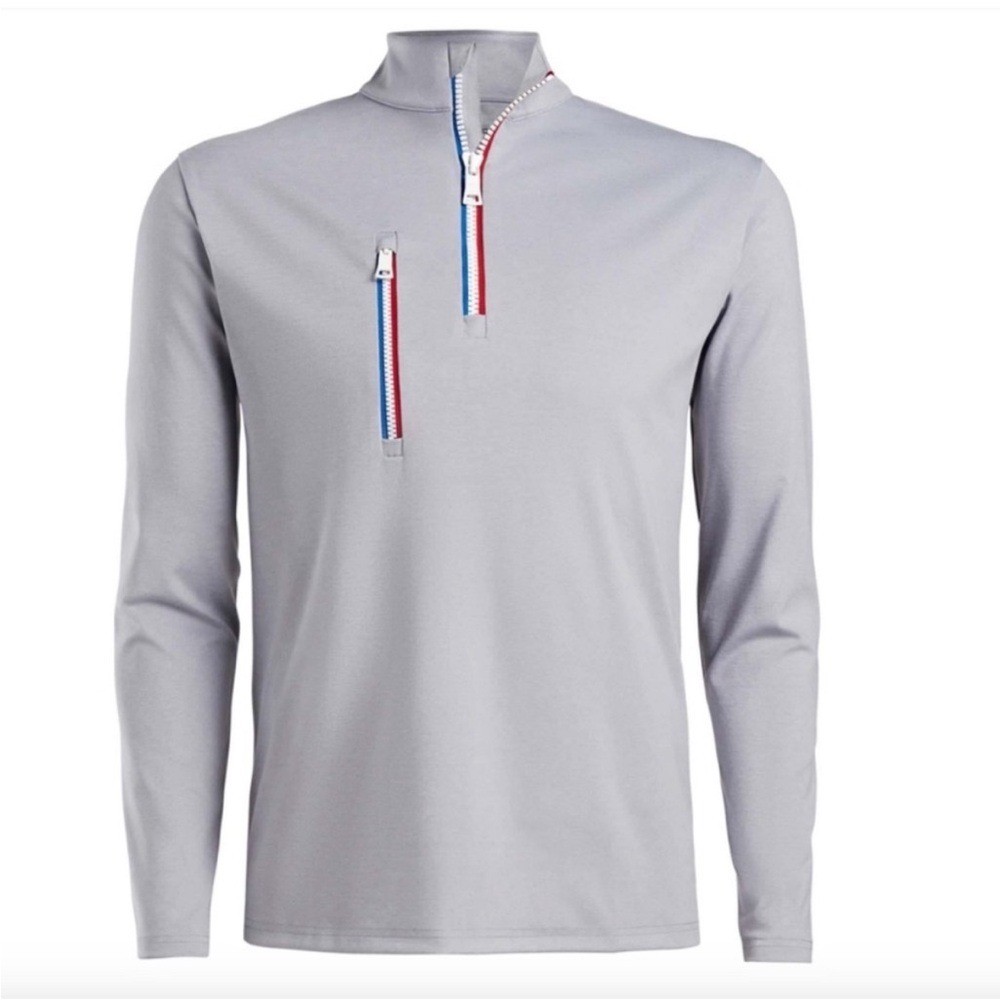 G/FORE Daytona Mid Tech Interlock Slim Fit Golf Pullover, Heather Gray, Size S