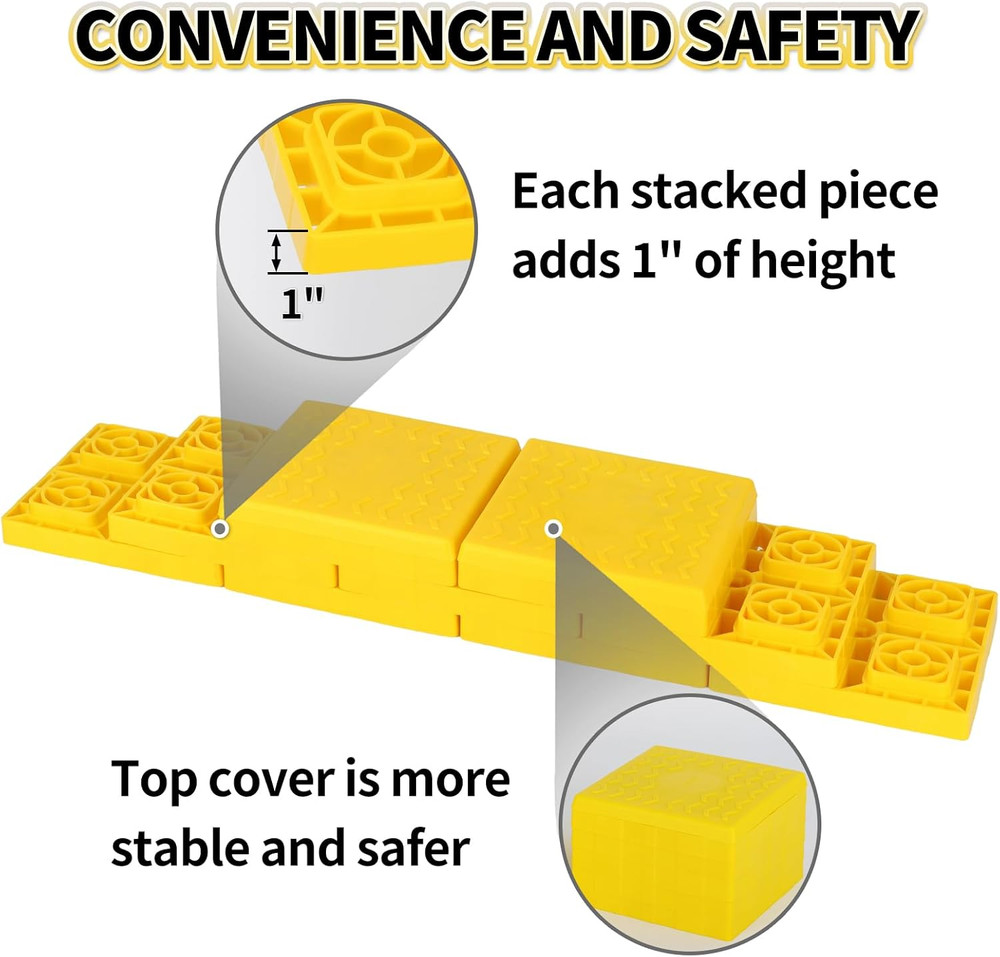 12 Pack RV Leveling Blocks Stackable Interlocking Pads with Carrying Bag