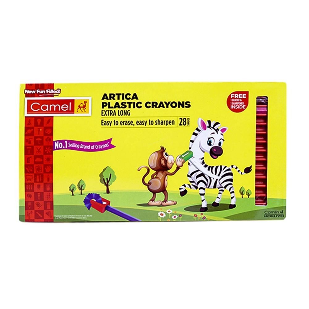 28pcs Bright Triangular Crayons Set Non-Toxic Easy to Color with Sharpener