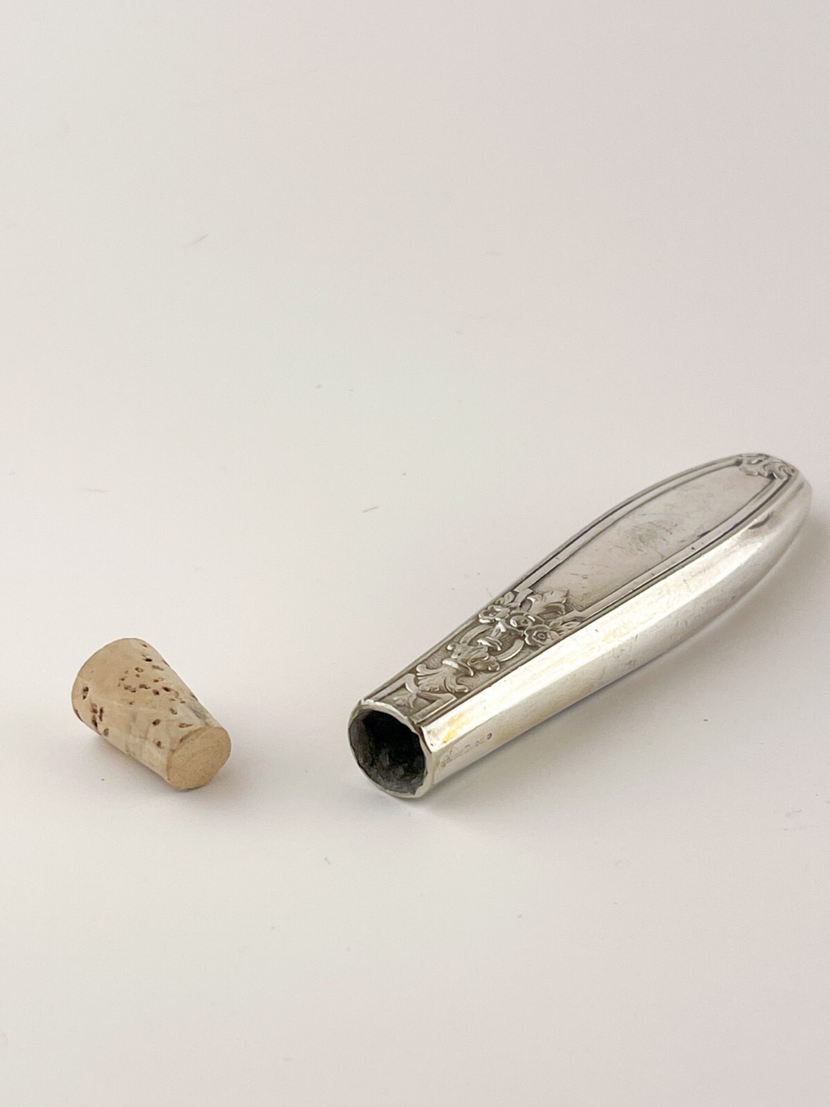 Custom Sterling Silver Flask with Cork Stopper, Made from Repurposed Silverware
