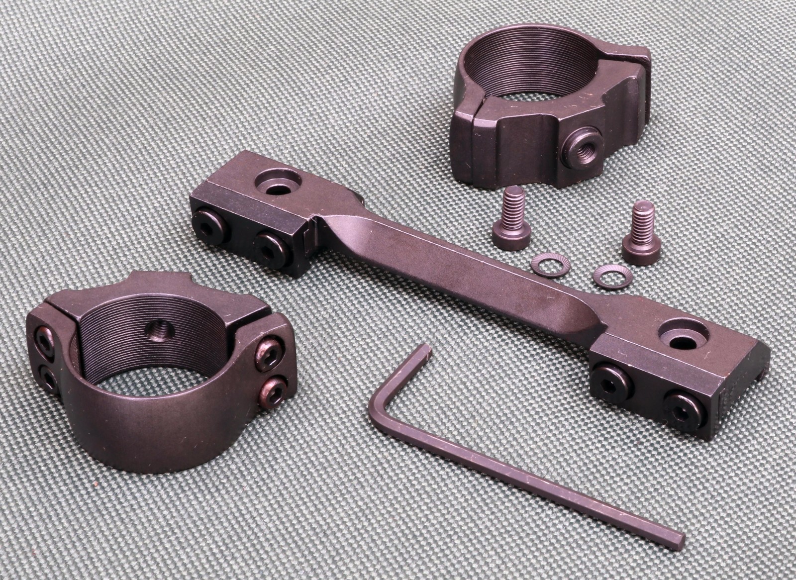 CZ527 1 piece rifle scope mounts, 30mm rings and base, STEEL MATTE finish.
