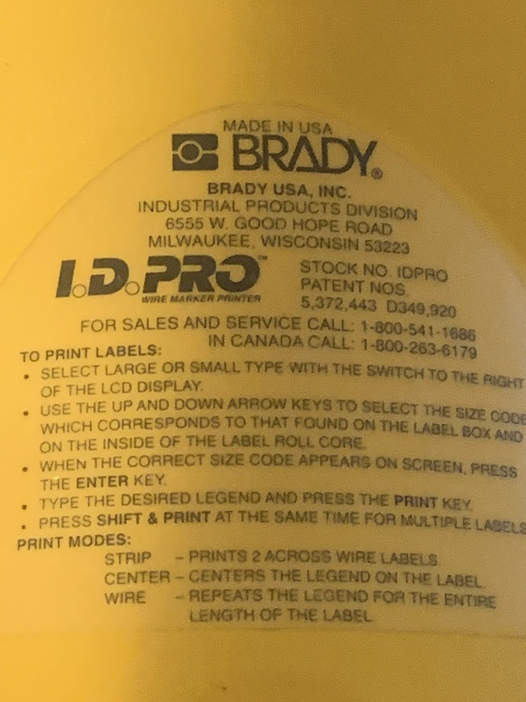 BRADY ID PRO LABEL MAKER