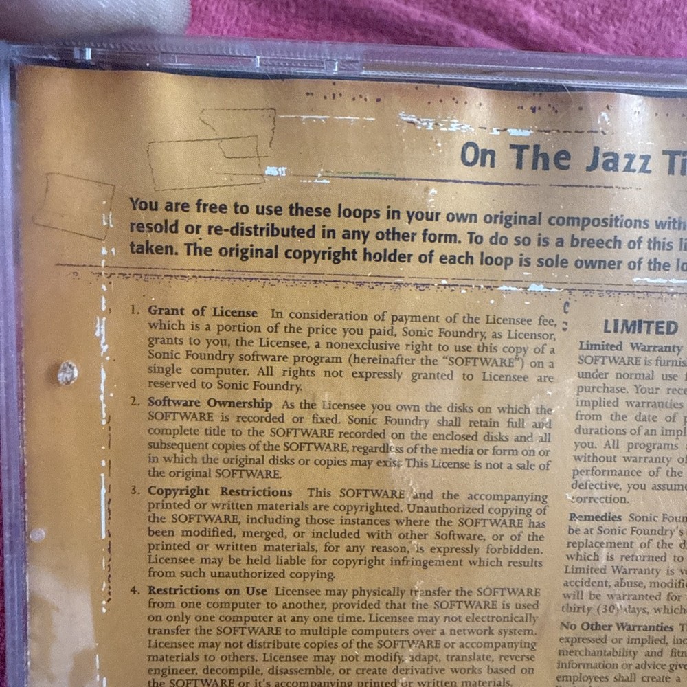 Sonic Foundry On The Jazz Tip Loops For Acid Sample/Sound Library/Sampling CD