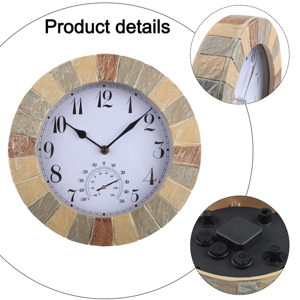 10-Inch Clock Large Numbers Display Mountable Wall Clock Outdoor Home Decor