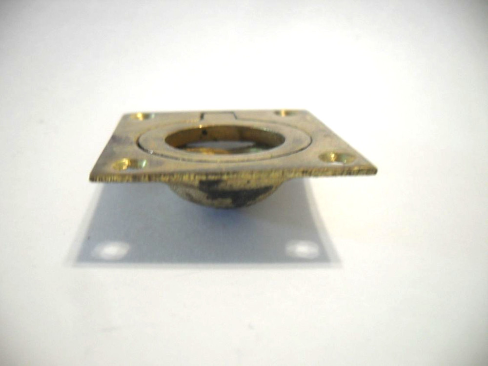 Vintage Solid Brass Flush Mount Ring Pull 1.5 x 1.5/8"