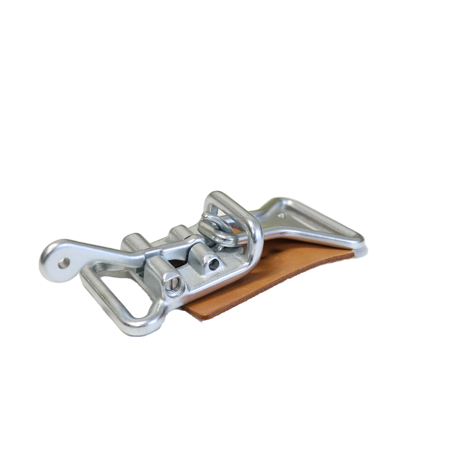 Rodeo-Racing Center Bucke with Leather Pad, Safety Harness Latch 2"